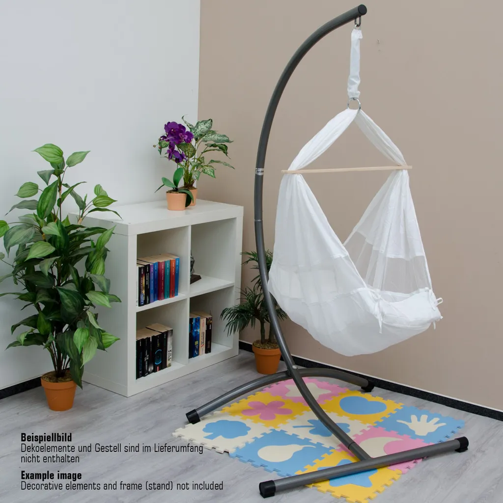 DuneDesign Babyhängematte Baby-Feder-Wiege Mit Spreizstab Befestigungsset | 100% Baumwolle Naturstoff | Kinderhängematte Hängewiege | Babyschaukel In Weiß | Balstbarkeit Max. 15KG 4 DuneDesign Babyhängematte Baby-Feder-Wiege Mit Spreizstab Befestigungsset | 100% Baumwolle Naturstoff | Kinderhängematte Hängewiege | Babyschaukel In Weiß | Balstbarkeit Max. 15KG – Bild 4