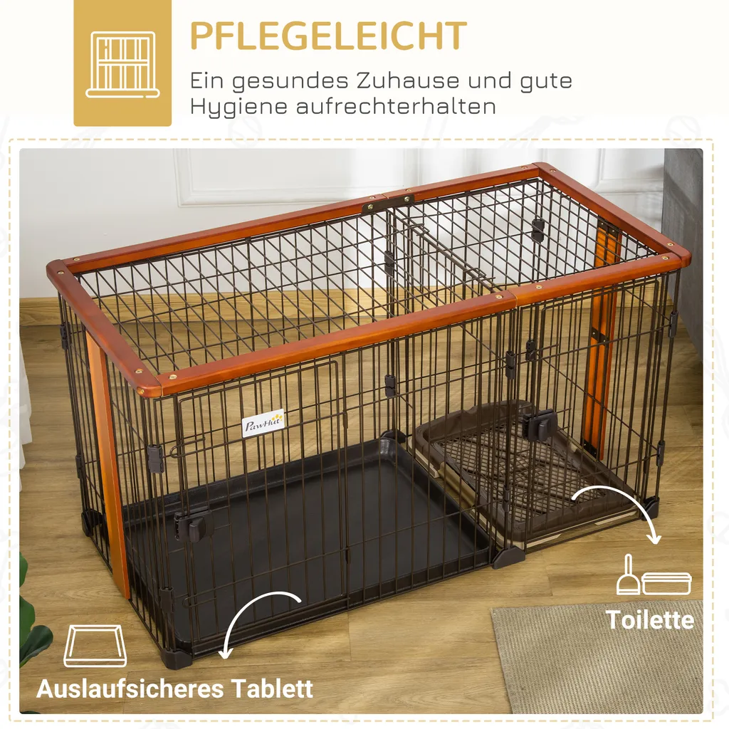 PawHut Hundekäfig Mit Toilette Tablett Hundebox Mit 2 Türen Für Kleine Hunde Tierkäfig Innen Zuhause Stahl Kaffee 111 X 54 X 61 Cm 5 PawHut Hundekäfig Mit Toilette Tablett Hundebox Mit 2 Türen Für Kleine Hunde Tierkäfig Innen Zuhause Stahl Kaffee 111 X 54 X 61 Cm – Bild 5