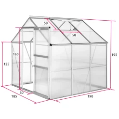 Tectake Gewächshaus Aus Aluminium Ohne Fundament - 190 X 185 X 195 Cm -Garten- & Gewächshäuser Geschäft 6c1c76d5e0529aafb29b70f2db5b2c62