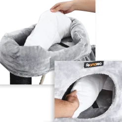 FEANDREA Großer Kratzbaum, M Katzenbaum, Mit Höhle, Hängematte, Plüschplattform, Tunnel, Sisalstämme, Kratzbrett, 50 X 50 X 141 Cm, Hellgrau-schwarz PCT02W -Garten- & Gewächshäuser Geschäft 6c25046cd8747f8095bdc61a3e22fd3b