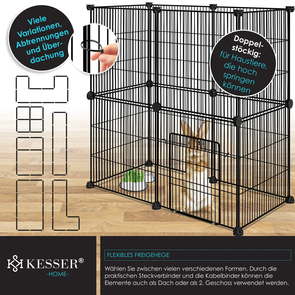 KESSER® Freigehege Gittergehege Für Kaninchen Aus Metallgitter XXL Inkl. Tür Kleintiergehege Meerschweinchen Gehege Freilauf, Kleintierkäfig Laufgitter Hasenstall Für Innen - Draußen , Farbe:Schwarz, Größe:Einzeln 7 KESSER® Freigehege Gittergehege Für Kaninchen Aus Metallgitter XXL Inkl. Tür Kleintiergehege Meerschweinchen Gehege Freilauf, Kleintierkäfig Laufgitter Hasenstall Für Innen - Draußen , Farbe:Schwarz, Größe:Einzeln – Bild 7