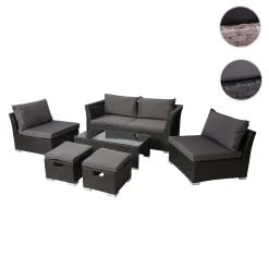Mendler Poly-Rattan Garnitur HWC-J36, Balkon-/Garten-/Lounge-Set Sitzgruppe Sofa Anthrazit, Kissen Dunkelgrau -Garten- & Gewächshäuser Geschäft 6c70d5f42c42b6ff582d07cda74e908c