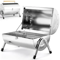 Deuba Tischgrill Campinggrill Klappgrill Edelstahl Tragbar Klappbar BBQ Holzkohlegrill