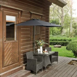 SONGMICS Sonnenschirm Ø 270cm Halbrund Sonnenschutz Bis UPF 50+ Balkonschirm Mit Kurbel Terrassenschirm Ohne Ständer Grau GPU31GY