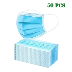 XTDWIN®50 Stück Blau Schutzmasken, Hygienische Antibakterielle Masken, Dreischichtige Staubschutzmasken, Unabhängige Maske Filterbaumwollmasken Mask