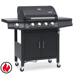 TAINO RED 4+1 Gasgrill Schwarz 4 Edelstahl Brenner Seitenkocher - Weiterentwicklung Des TAINO 4+1 PRO