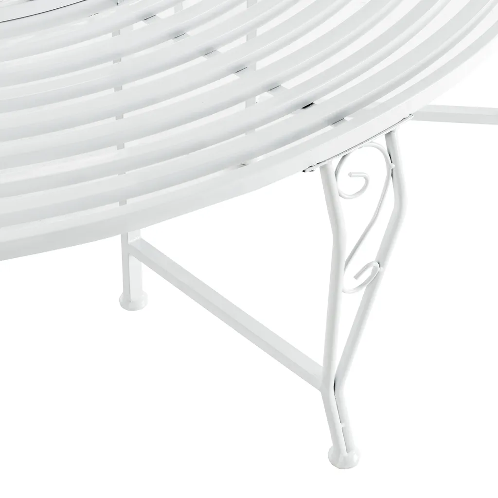 En.casa Baumbank Sorrent 160x84cm Rundbank 360° Gartenbank Parkbank Stahl Weiß 7 En.casa Baumbank Sorrent 160x84cm Rundbank 360° Gartenbank Parkbank Stahl Weiß – Bild 7