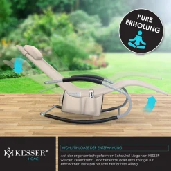 KESSER® Sonnenliege Relaxliege Schwungliege | Gartenliege | Gartenstuhl | Klappstuhl Faltbar | Liegestuhl | Schaukelsessel | Ergonomische Relaxsessel | Wetterfest | 150 Kg Belastung |, Farbe:Beige -Garten- & Gewächshäuser Geschäft 6cff0fe6404c80784f2552d4b1b1bb09