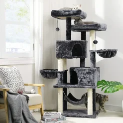 MSmask Kratzbaum XXL,Kratzbaum 153cm, Kletterbaum Mit 2 Kuschelige Aussichtsplattformen, Stabiler GroßerKletterbaum Mit Sisal-Kratzstangen, 2 Häuschen Und 2 Korb, Kratzbrett, Hängematte -Garten- & Gewächshäuser Geschäft 6d2fc31f2f907780783ce0706cfa5cae