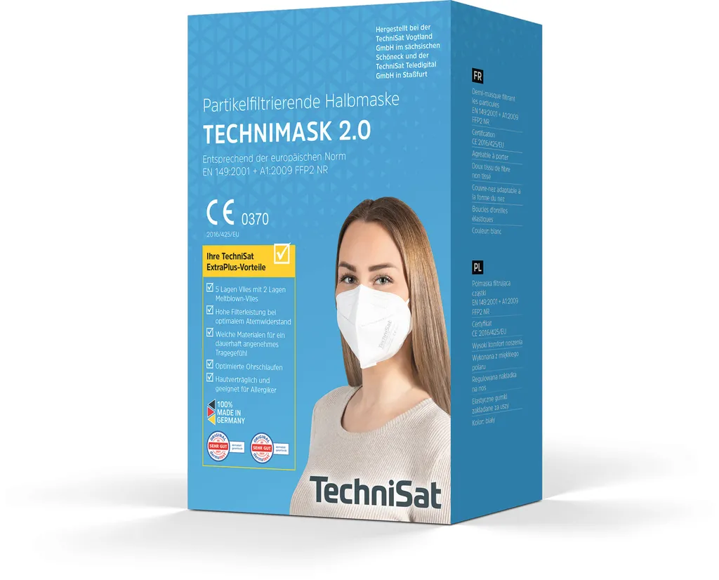 Technisat TECHNIMASK 2.0 FFP2 15 Stück - Mund- Und Nasenmaske - Weiß 5 Technisat TECHNIMASK 2.0 FFP2 15 Stück - Mund- Und Nasenmaske - Weiß – Bild 5