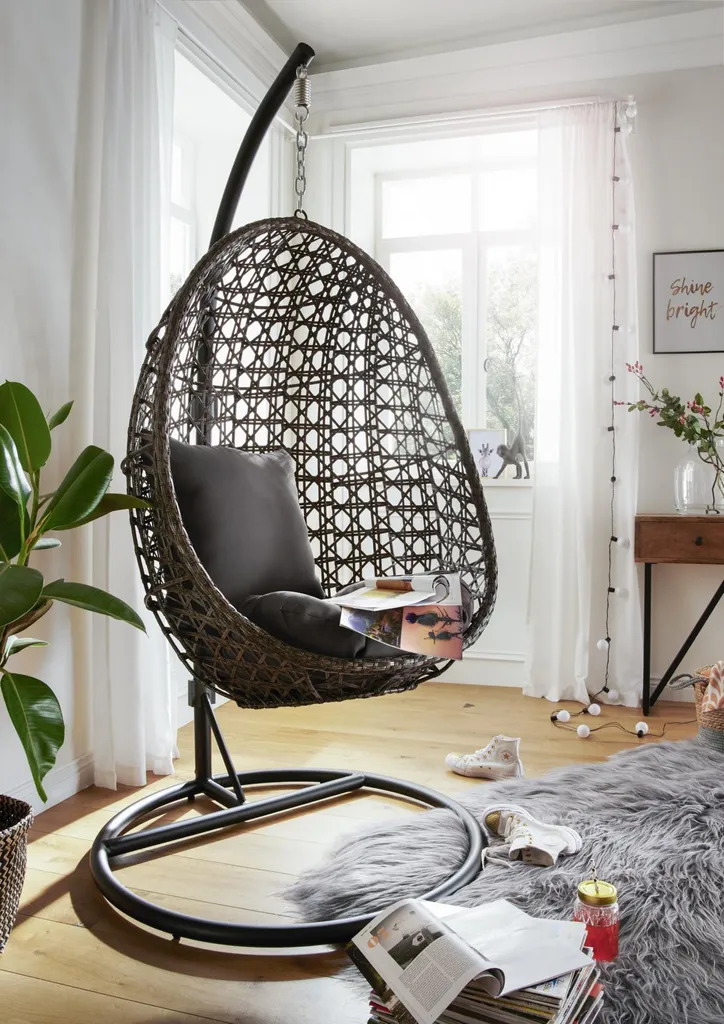 DESTINY Coco Bella Braun-Grau Hängesessel Polyrattan Hängekorb Hängestuhl 2 DESTINY Coco Bella Braun-Grau Hängesessel Polyrattan Hängekorb Hängestuhl – Bild 2