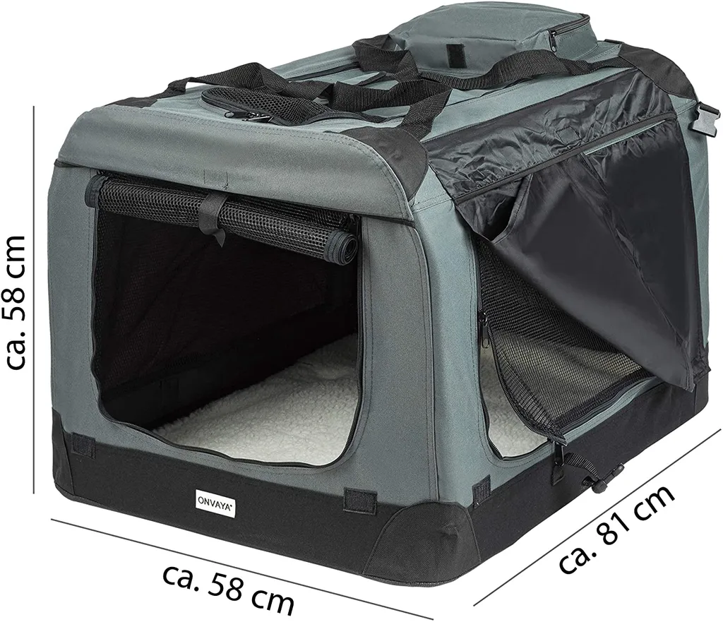 ONVAYA® Faltbare Transportbox Für Hunde & Katzen | XL | Faltbare Hundebox Oder Katzenbox Für Auto & Zuhause | Farbe Grau Schwarz 2 ONVAYA® Faltbare Transportbox Für Hunde & Katzen | XL | Faltbare Hundebox Oder Katzenbox Für Auto & Zuhause | Farbe Grau Schwarz – Bild 2