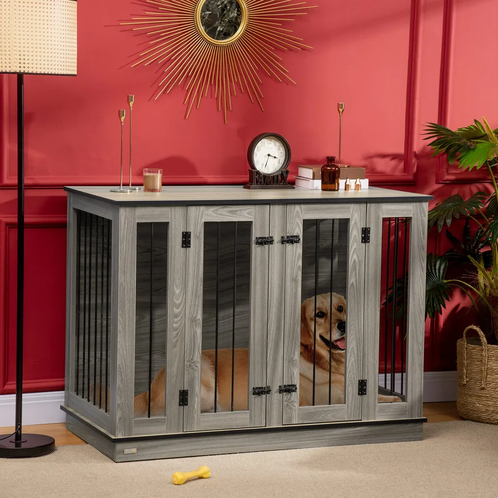 Pawhut Hundekäfig Schrank Haustierkäfig Mit Herausnehmbarem Trennwand Tierkäfig Hundehütte Mit Tischoberfläche Hundebox Innen Spanplatte Dunkelwalnuss+Eiche 120 X 60 X 88,5 Cm 2 Pawhut Hundekäfig Schrank Haustierkäfig Mit Herausnehmbarem Trennwand Tierkäfig Hundehütte Mit Tischoberfläche Hundebox Innen Spanplatte Dunkelwalnuss+Eiche 120 X 60 X 88,5 Cm – Bild 2