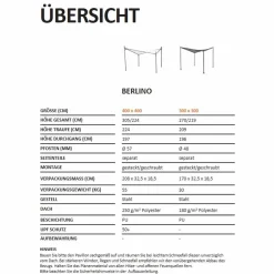 SIENA GARDEN Pavillon Berlino J05231 -Garten- & Gewächshäuser Geschäft 6f0e7a3f0661a0168b2f1a4c76026e0d