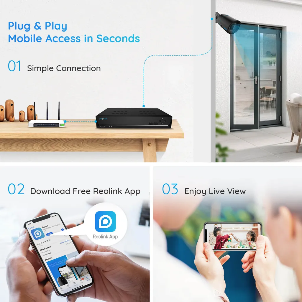 Reolink 5MP Überwachungskamera Set, 4XPoE IP-Überwachung Aussen Mit Smarter Personenerkennung Und Fahrzeugerkennung, 8CH 2TB HDD NVR Für 24/7 Videoüberwachung, RLK8-510B4-A Schwarz 3 Reolink 5MP Überwachungskamera Set, 4XPoE IP-Überwachung Aussen Mit Smarter Personenerkennung Und Fahrzeugerkennung, 8CH 2TB HDD NVR Für 24/7 Videoüberwachung, RLK8-510B4-A Schwarz – Bild 3