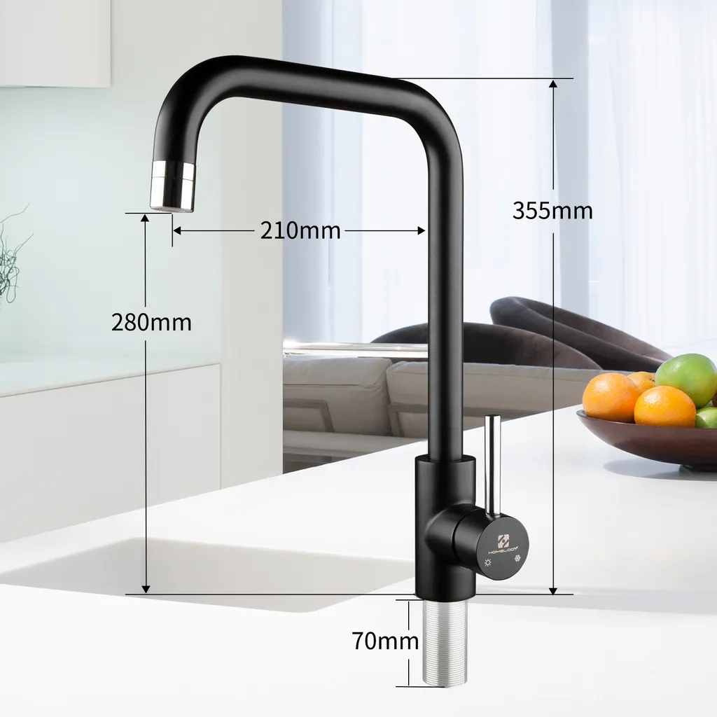 Homelody Küchenarmatur Schwarz Wasserhahn Küche 2 Strahlarten Spültischarmatur 360° Drehbar Einhebelmischer Hochdruck Spülbecken Armatur Mischbatterie Für Küchen, Schwarz 5 Homelody Küchenarmatur Schwarz Wasserhahn Küche 2 Strahlarten Spültischarmatur 360° Drehbar Einhebelmischer Hochdruck Spülbecken Armatur Mischbatterie Für Küchen, Schwarz – Bild 5