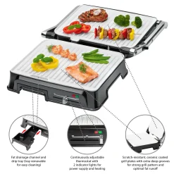 Clatronic KG 3571 Elektrischer Kontaktgrill, Multigrill, Für Beidseitiges & Fettfreies Grillen, Antihaftbeschichtete Platten, Kabelaufwicklung, 2000 Watt, Edelstahl 16 Clatronic KG 3571 Elektrischer Kontaktgrill, Multigrill, Für Beidseitiges & Fettfreies Grillen, Antihaftbeschichtete Platten, Kabelaufwicklung, 2000 Watt, Edelstahl -Garten- & Gewächshäuser Geschäft 6f18c2994c1746e0dffb42c96e25cf69