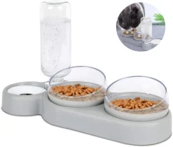 Mmgoqqt Doppelnapf Für Katzen,15 ° Neigung Anti-Erbrechen Katzenschüssel,3 In 1Futternapf Katzen,mit Automatischem Wasserspender，Doppelte Futternapf Kleine Und Mittlere Katzen Und Hunde