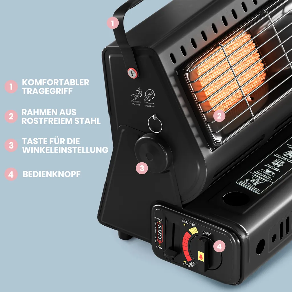 West & East GmbH Tragbare Gasheizung 1,3 KW Für Outdoor, Zeltheizung, Mobile Gasheizung, Camping Heizung, Gasheizer, Gas Heizungen, Gasstrahler, Campingheizer, Mini Gasheizung, Heizstrahler Ohne Gaskartusche 5 West & East GmbH Tragbare Gasheizung 1,3 KW Für Outdoor, Zeltheizung, Mobile Gasheizung, Camping Heizung, Gasheizer, Gas Heizungen, Gasstrahler, Campingheizer, Mini Gasheizung, Heizstrahler Ohne Gaskartusche – Bild 5