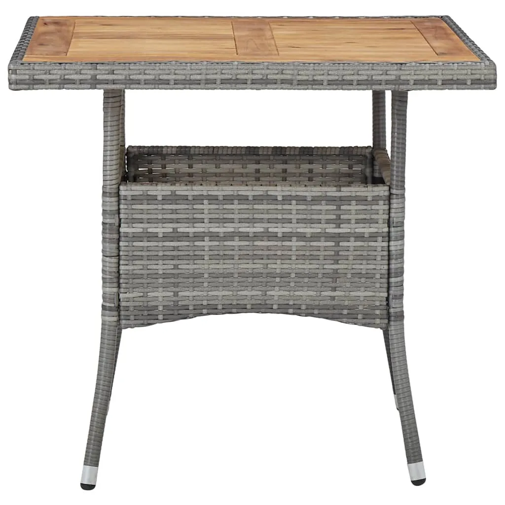 VidaXL Garten-Esstisch Grau Poly Rattan Und Massivholz Akazie 2 VidaXL Garten-Esstisch Grau Poly Rattan Und Massivholz Akazie – Bild 2