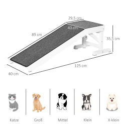 PawHut Haustierrampe Mit Rutschfestem Teppich Haustierleiter Hunderampe Für Hund Bis 30 Kg Kiefernholz Polyester Weiß+Grau 125 X 40 X 35,5 Cm -Garten- & Gewächshäuser Geschäft 6f939bd4f0ffdc8317b79aab4360ef88