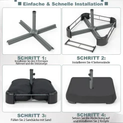 COSTWAY Sonnenschirmständer Mit Sandsäcken (90 Kg Füllkapazität), 2 Feststellknöpfen, Sonnenschirm Ständer Befüllbar, Schirmständer Marktschirmständer Für Terrasse, Garten 12 COSTWAY Sonnenschirmständer Mit Sandsäcken (90 Kg Füllkapazität), 2 Feststellknöpfen, Sonnenschirm Ständer Befüllbar, Schirmständer Marktschirmständer Für Terrasse, Garten -Garten- & Gewächshäuser Geschäft 6f9e208eed42049daaa31120cf50a293