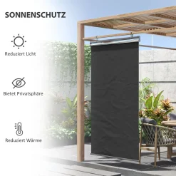 Outsunny Senkrechtmarkise Balkonsichtschutz Mit Sonnenschutz, 124 X 222cm Balkonrollo Mit Haken, Sichtschutz Für Pavillon, Pergola, Polyester, Dunkelgrau 10 Outsunny Senkrechtmarkise Balkonsichtschutz Mit Sonnenschutz, 124 X 222cm Balkonrollo Mit Haken, Sichtschutz Für Pavillon, Pergola, Polyester, Dunkelgrau -Garten- & Gewächshäuser Geschäft 6fa56d4f2a02df55b24cc9739caff816