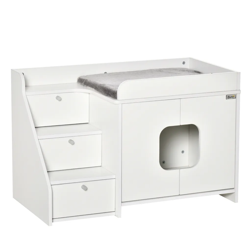 PawHut Katzenschrank Für Katzentoilette Katzenklo Mit 3 Stufen Der Treppe Katzenhaus Katzenhöhlen Katzenschrank Für Katzenbett Mit Türöffnung PB-Platte Weiß 90 X 48 X 59 Cm 1 PawHut Katzenschrank Für Katzentoilette Katzenklo Mit 3 Stufen Der Treppe Katzenhaus Katzenhöhlen Katzenschrank Für Katzenbett Mit Türöffnung PB-Platte Weiß 90 X 48 X 59 Cm