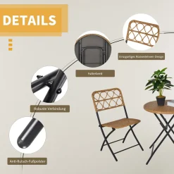 Outsunny 3 Tlg. Polyrattan Sitzgruppe Bistroset Balkonset Garnitur 2 Stühlen + Tisch Klappbar Garten Natur -Garten- & Gewächshäuser Geschäft 6fcaeed1fa587379b28d9a391636cb04