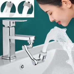 LaimTop 1080° Drehbarer Wasserhahn Mit Spritzfilter, Wasserhahn Strahlregler, Universeller Spritzfilterhahn Dual Funktions Badezimmerarmatur Montiert Für Gesichtswäsche, Gurgeln
