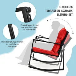 COSTWAY 3-teiliges Gartenmöbel-Set, Balkonmöbel, Tisch Und 2 Schaukelstühle, Sitzgruppe Terrassenmöbel Mit Kissen Für Garten, Hinterhof, Balkon (Rot) 9 COSTWAY 3-teiliges Gartenmöbel-Set, Balkonmöbel, Tisch Und 2 Schaukelstühle, Sitzgruppe Terrassenmöbel Mit Kissen Für Garten, Hinterhof, Balkon (Rot) -Garten- & Gewächshäuser Geschäft 6fe1713f7c3a00ca138a94bf956e6b52