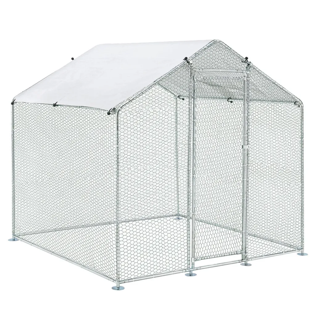 Juskys Freilaufgehege 2x2x2m – Hühnerstall Aus Metall Begehbar Mit 4 M² Lauffläche, Tür & Riegel – Freigehege Für Hühner, Kleintiere & Pflanzen 10 Juskys Freilaufgehege 2x2x2m – Hühnerstall Aus Metall Begehbar Mit 4 M² Lauffläche, Tür & Riegel – Freigehege Für Hühner, Kleintiere & Pflanzen – Bild 10