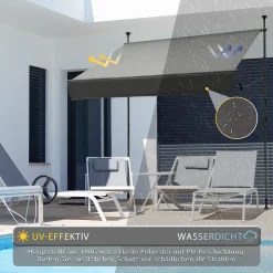 Grandekor Klemmmarkise Markise Balkon Ohne Bohren Faltbar, 200cm X (125+25cm) Anthrazit, Mit Verlängerten Seitenstangen, UV-beständig Balkonmarkise Höhenverstellbar, Wasserdicht 11 Grandekor Klemmmarkise Markise Balkon Ohne Bohren Faltbar, 200cm X (125+25cm) Anthrazit, Mit Verlängerten Seitenstangen, UV-beständig Balkonmarkise Höhenverstellbar, Wasserdicht -Garten- & Gewächshäuser Geschäft 6ff97d2213a1a4922c865403546f8005