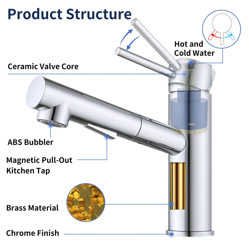 Homelody Wasserhahn Küche/Bad, Küchenarmatur Mit Ausziehbarer Brause, Spültischarmatur Mit Herausziehbarer Dual-Spülbrause, 120° Drehbar Mischbatterie Küche, Armatur 8 Homelody Wasserhahn Küche/Bad, Küchenarmatur Mit Ausziehbarer Brause, Spültischarmatur Mit Herausziehbarer Dual-Spülbrause, 120° Drehbar Mischbatterie Küche, Armatur – Bild 8