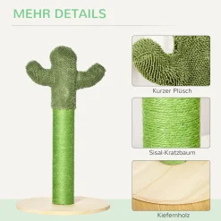 PawHut Kratzsäule Für Katzen Kaktus-Kratzstämme Kratzbaum Katzenbaum Kiefernholz Sisal Seil Kratzstamm Spielzeug Für Katzen 65 Cm Hoch Grün+Natur -Garten- & Gewächshäuser Geschäft 701d3a24ea7030250c3270850fc01ac5