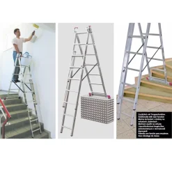 KRAUSE Corda VielzweckLeiter Mit Treppenfunktion 3 X 6 Sprossen Arbeitshöhe 4,55m -Garten- & Gewächshäuser Geschäft 7051e8ec15893c6ce228e16d8590e10e