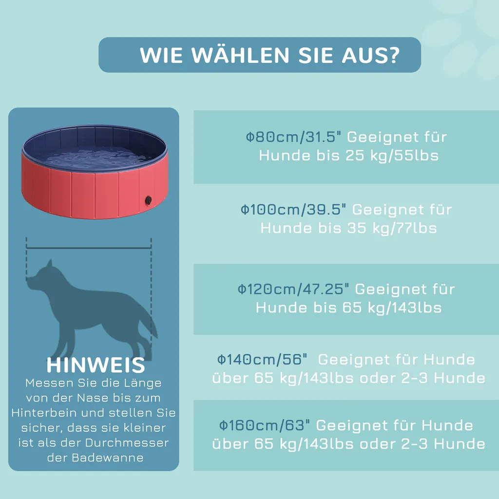 PawHut Hundepool Planschbecken Schwimmbecken Schwimmbad Hundebad, PVC+Holz Rot Φ100x30cm 9 PawHut Hundepool Planschbecken Schwimmbecken Schwimmbad Hundebad, PVC+Holz Rot Φ100x30cm – Bild 9