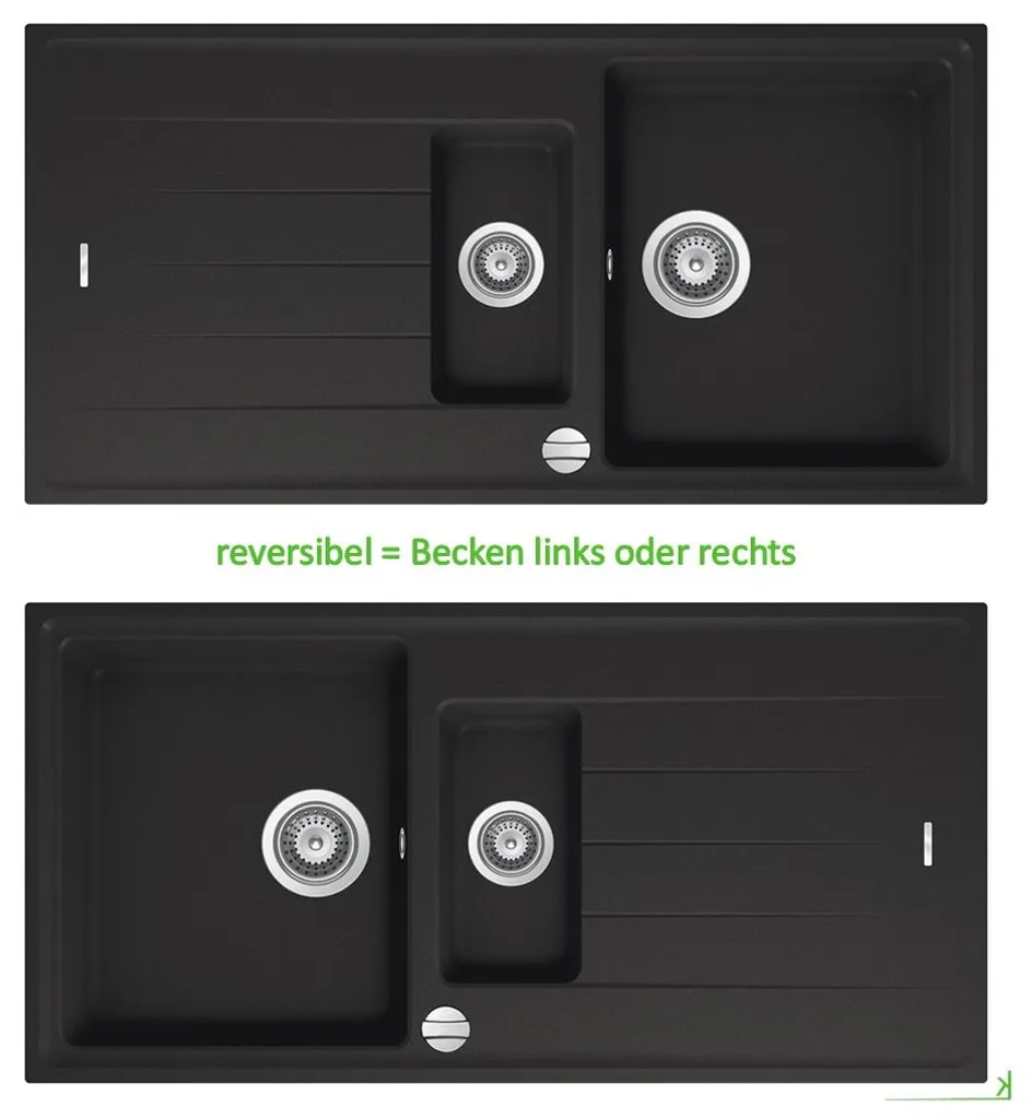 Keenberk Schwarze Granitspüle Victory 100x50 Cm Mit Restebecken - Ab 60er Unterschrank 3 Keenberk Schwarze Granitspüle Victory 100x50 Cm Mit Restebecken - Ab 60er Unterschrank – Bild 3