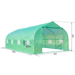 Outsunny Folien Gewächshaus Foliengewächshaus Treibhaus Frühbeet Pflanzenhaus Tomatenhaus Giebeldach 600 × 300B × 200H Cm -Garten- & Gewächshäuser Geschäft 708240c95e0935dfbc93e1c196f12265
