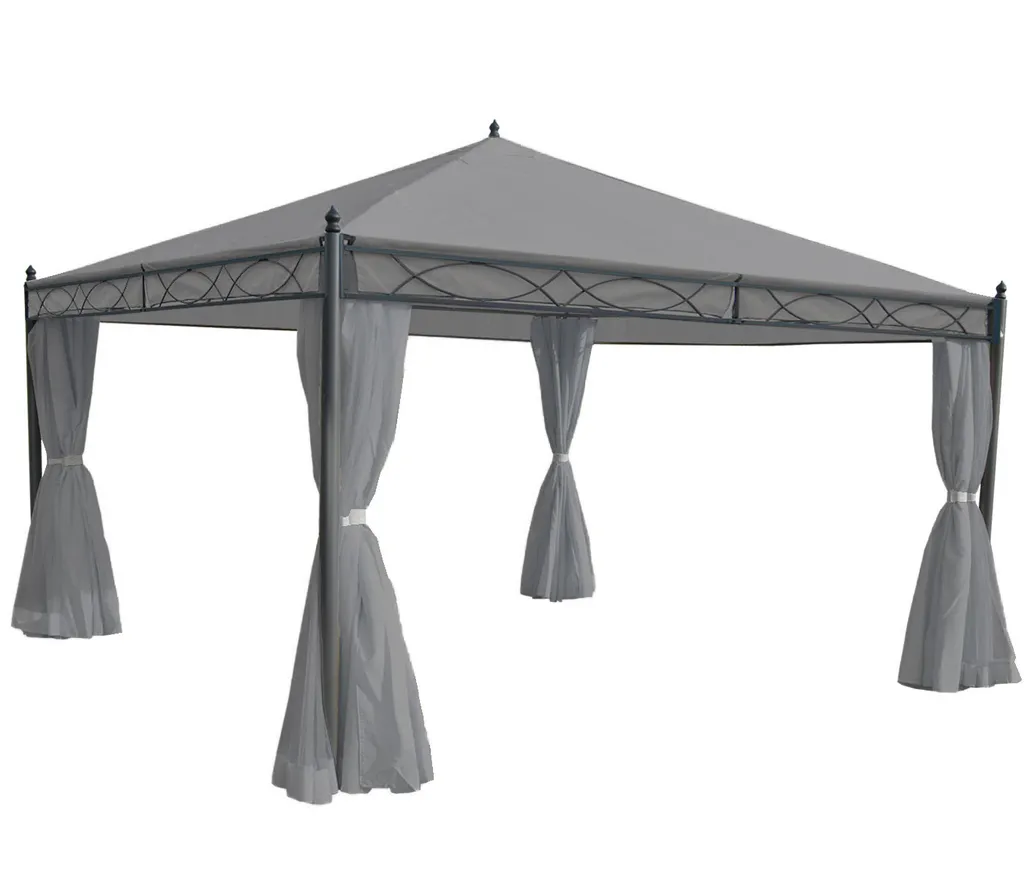 Mendler Pergola Calpe, Garten Pavillon, Stabiles 7cm-Gestell Mit Seitenwand Hellgrau 4x4m 11 Mendler Pergola Calpe, Garten Pavillon, Stabiles 7cm-Gestell Mit Seitenwand Hellgrau 4x4m – Bild 11