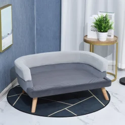 PawHut Hundesofa Mit Rückenlehne, Haustiersofa Mit Holzbeinen, Hundebett Weichem Bezug Katzensofa Grau 86,5x 61x36 Cm -Garten- & Gewächshäuser Geschäft 70ffd43a6246c55db85ad4e3fde7fc6f