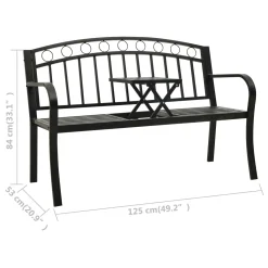 VidaXL Gartenbank Mit 1 Tisch 125 Cm Stahl Schwarz -Garten- & Gewächshäuser Geschäft 711155312d561b0517c0c368f0eaf32d