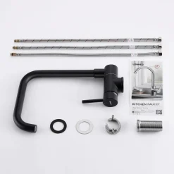 Lonheo Schwarz Niederdruck Küchenarmatur Vorfenster, Umklappbarer Wasserhahn Küche Einhebelmischer 360° Drehbar, Spültischarmatur Küche Vorfenster Aus Edelstahl -Garten- & Gewächshäuser Geschäft 71345d0626be410b0054137904709ef0 1