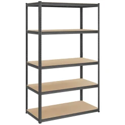 SONGMICS Schwerlastregal, Stahl, Regal, Kein Werkzeug Erforderlich, Lagerregal, Für Garage, Keller, Lagerraum, Werkzeug, Fitnessgerät, Bis 875 Kg Belastbar, 60 X 120 X 200 Cm, Grau GLR060G01