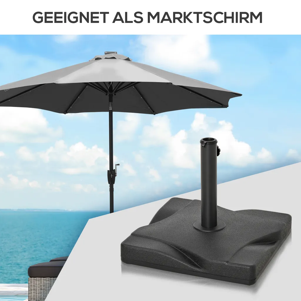 Outsunny Sonnenschirmständer 20 Kg Schirmständer Für Sonnenschirm Schirmstangen 30-38 Mm Sonnenschirmfuß Für Garten Terrasse Balkon Zement 41,5 X 41,5 Schwarz 6 Outsunny Sonnenschirmständer 20 Kg Schirmständer Für Sonnenschirm Schirmstangen 30-38 Mm Sonnenschirmfuß Für Garten Terrasse Balkon Zement 41,5 X 41,5 Schwarz – Bild 6