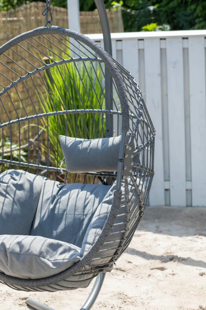 Mr. Deko Hängesessel Modena Light Grey Mit Gestell 5 Mr. Deko Hängesessel Modena Light Grey Mit Gestell – Bild 5