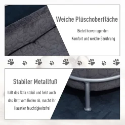 PawHut Hundesofa Mit Rückenlehne Haustiersofa Mit Metallbeinen Hundebett Weichem Bezug Katzensofa Metall Grau+Silber 63,5 X 43 X 24,5 Cm -Garten- & Gewächshäuser Geschäft 71a63636267b1fbfe66f29e20aed6d1f