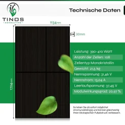 TINOS 820W Balkonkraftwerk 600W Komplett Für Steckdose Solaranlage Komplettset Plus Wechselrichter Mit 2x 410W (820W) Solarpanel Und Wechselrichter (600W) Mit Wifi. 230V Plug'nPlay, Balkonanlage -Garten- & Gewächshäuser Geschäft 71c890985b678285e235793d730ac374