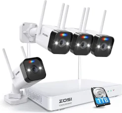 ZOSI 3MP H.265+ Audio Außen WLAN Überwachungskamera Set Mit 1TB Festplatte Für Innen Und Außen, Bewegungsalarm, Tonaufnahme