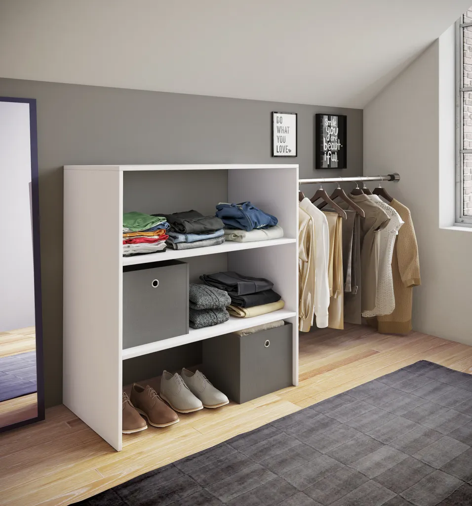 VCM Holz Offener Kleiderschrank Begehbarer Kleiderregal Dachschrägen Regal Dacho Ll Weiß 2 VCM Holz Offener Kleiderschrank Begehbarer Kleiderregal Dachschrägen Regal Dacho Ll Weiß – Bild 2